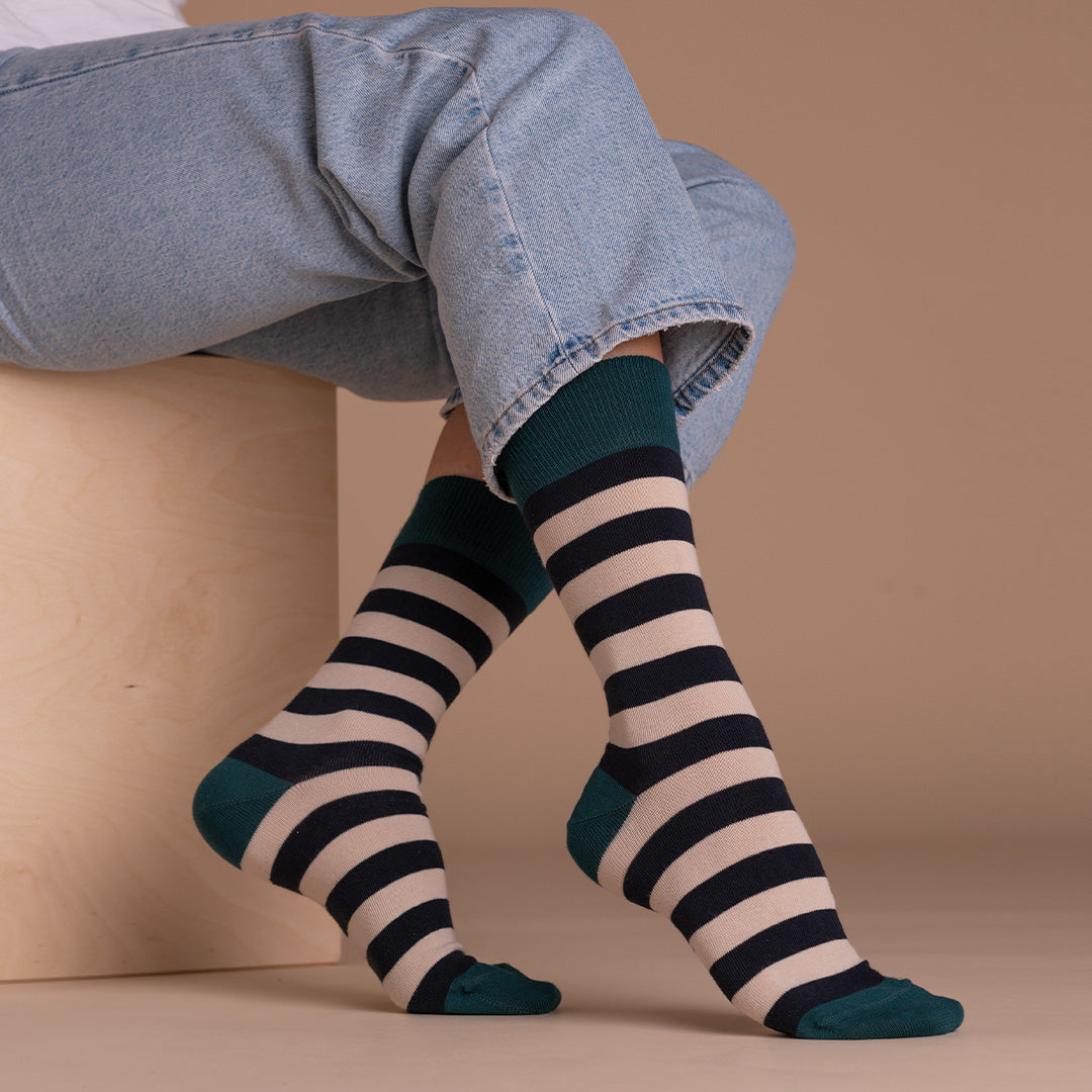 STRIPY TEAL – Snug Socks Co.